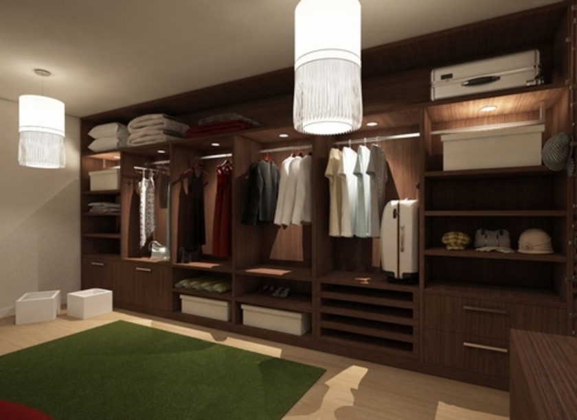 Классическая гардеробная комната из массива с подсветкой Магнитогорск