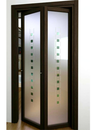 Складные двери гармошка с матовым стеклом Магнитогорск