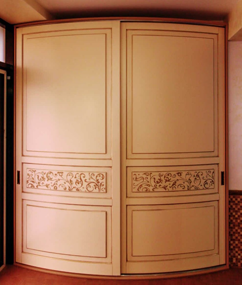 Радиусный шкаф купе с фрезеровкой, эмаль Магнитогорск